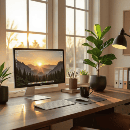 Clean, organized desk workspace