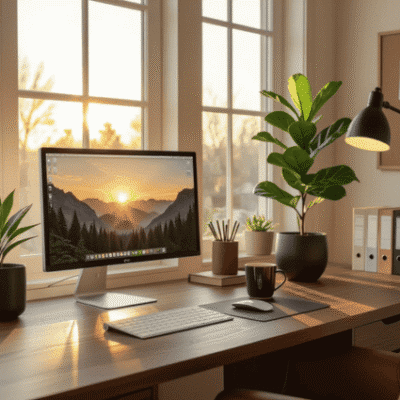 Clean, organized desk workspace